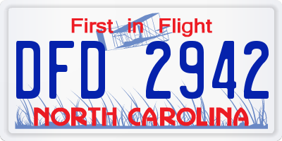NC license plate DFD2942