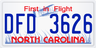 NC license plate DFD3626