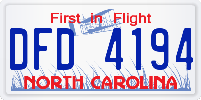 NC license plate DFD4194