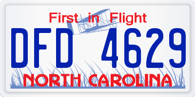 NC license plate DFD4629