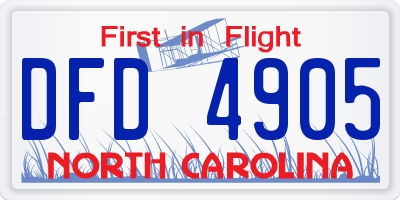 NC license plate DFD4905