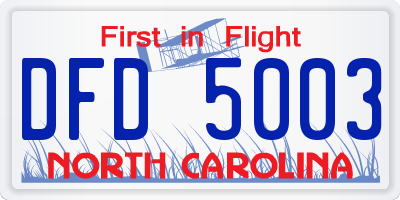 NC license plate DFD5003