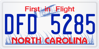 NC license plate DFD5285