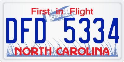 NC license plate DFD5334