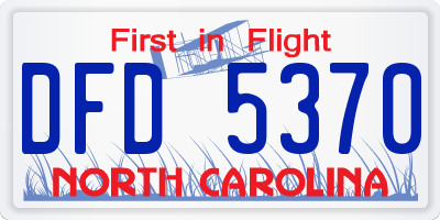 NC license plate DFD5370