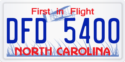 NC license plate DFD5400
