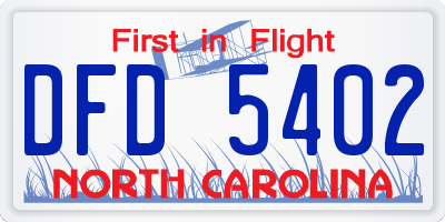 NC license plate DFD5402