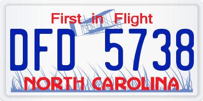 NC license plate DFD5738