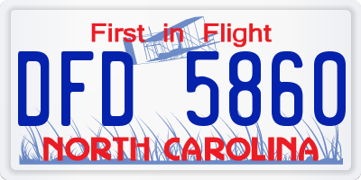 NC license plate DFD5860