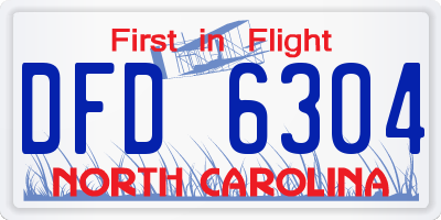 NC license plate DFD6304