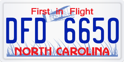 NC license plate DFD6650