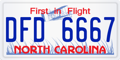 NC license plate DFD6667