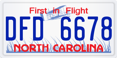 NC license plate DFD6678