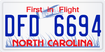 NC license plate DFD6694