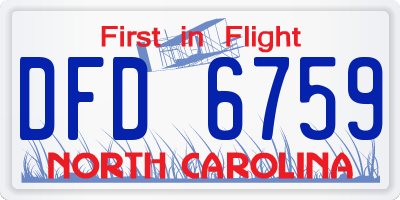 NC license plate DFD6759