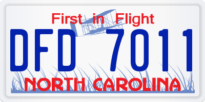 NC license plate DFD7011