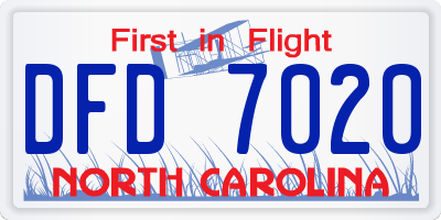 NC license plate DFD7020