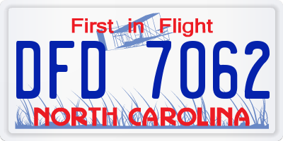 NC license plate DFD7062