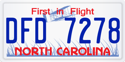 NC license plate DFD7278
