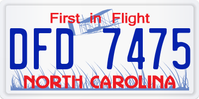 NC license plate DFD7475