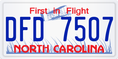 NC license plate DFD7507