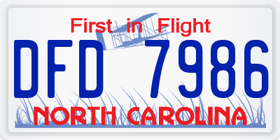 NC license plate DFD7986