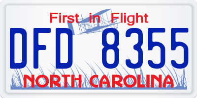 NC license plate DFD8355
