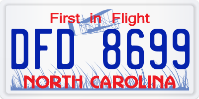 NC license plate DFD8699