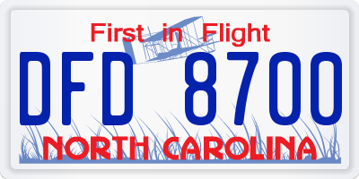 NC license plate DFD8700