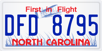 NC license plate DFD8795