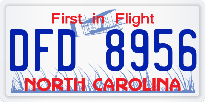 NC license plate DFD8956