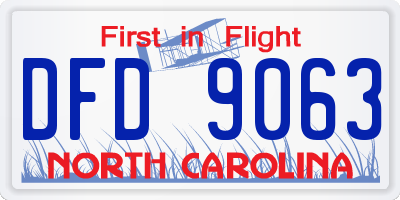 NC license plate DFD9063