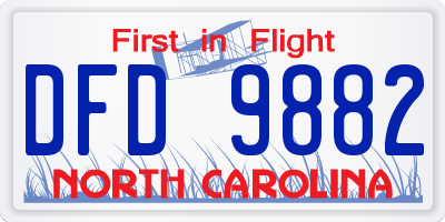 NC license plate DFD9882