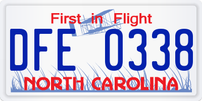 NC license plate DFE0338