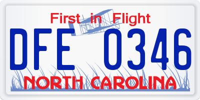 NC license plate DFE0346