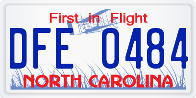 NC license plate DFE0484
