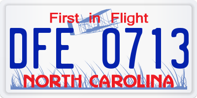 NC license plate DFE0713