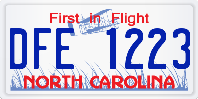 NC license plate DFE1223