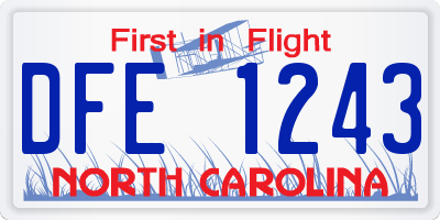NC license plate DFE1243