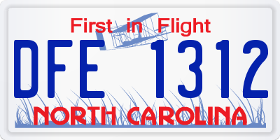 NC license plate DFE1312