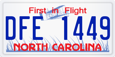 NC license plate DFE1449