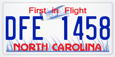 NC license plate DFE1458
