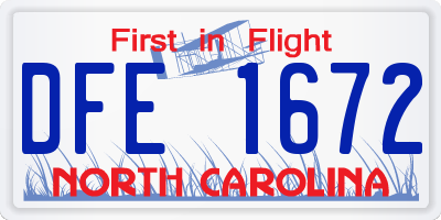 NC license plate DFE1672