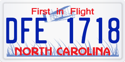 NC license plate DFE1718