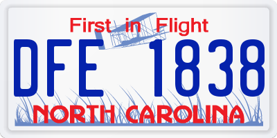 NC license plate DFE1838