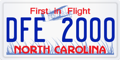 NC license plate DFE2000