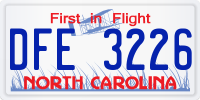 NC license plate DFE3226