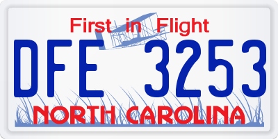 NC license plate DFE3253