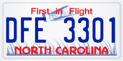 NC license plate DFE3301