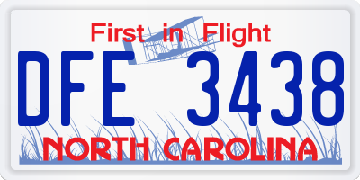 NC license plate DFE3438
